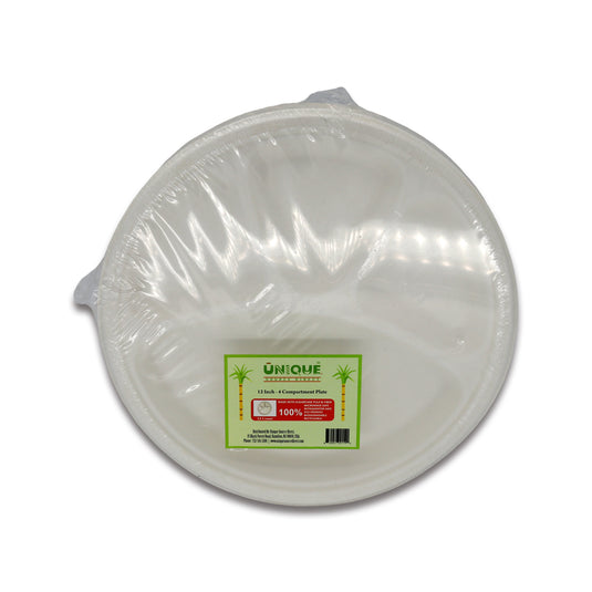 Unique 12 inch 4 compartment plate 25 Count