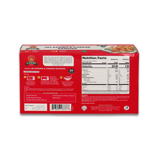 Laxmi Cocktail Jalapeno and Cheese Samosa 20 Pc