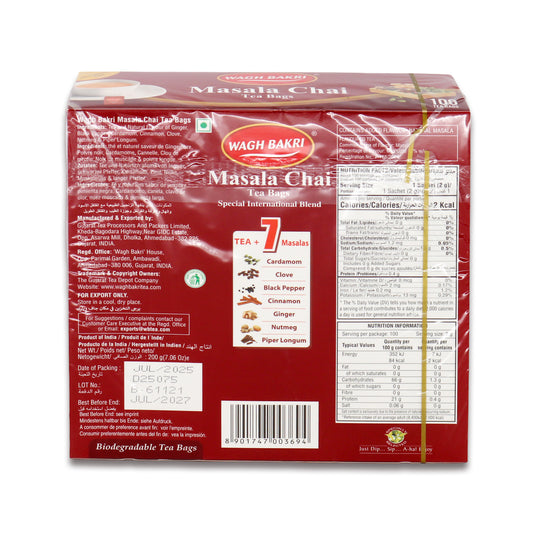 Wagh Bakri Masala Chai Tea Bags 100 Ct
