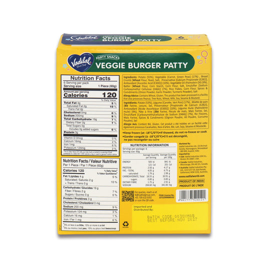 Vadilal Veggie Burger Patty 6 Pc